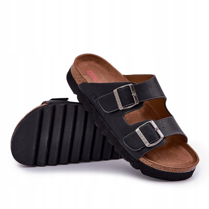 Klapki Męskie Lekkie Eko Skóra Klamy Pianka Big Star NN174531 Czarne 45