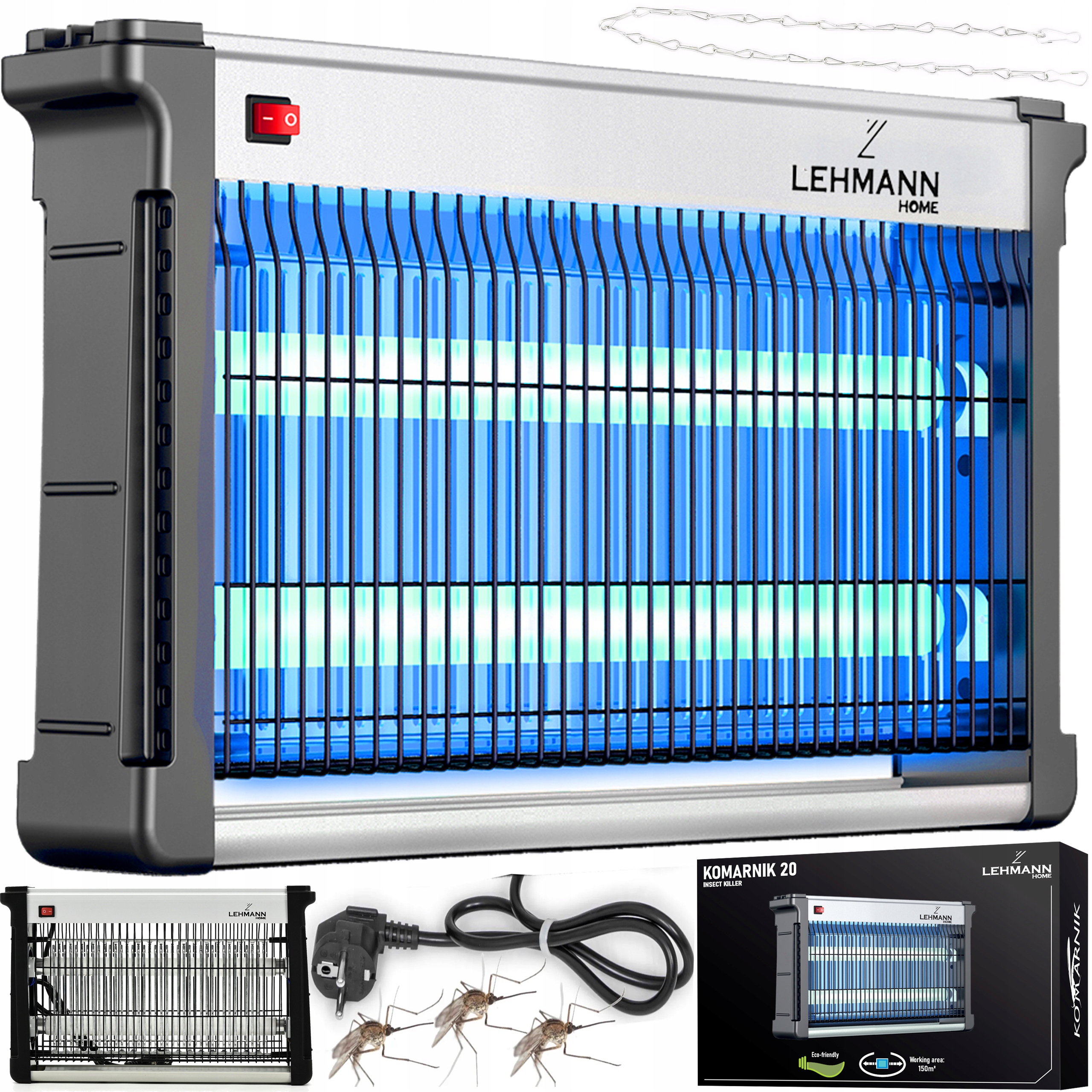 Lampa Owadobójcza Na Komary Muchy Owady Ćmy Osy Duża Pułapka Elektryczna Uv