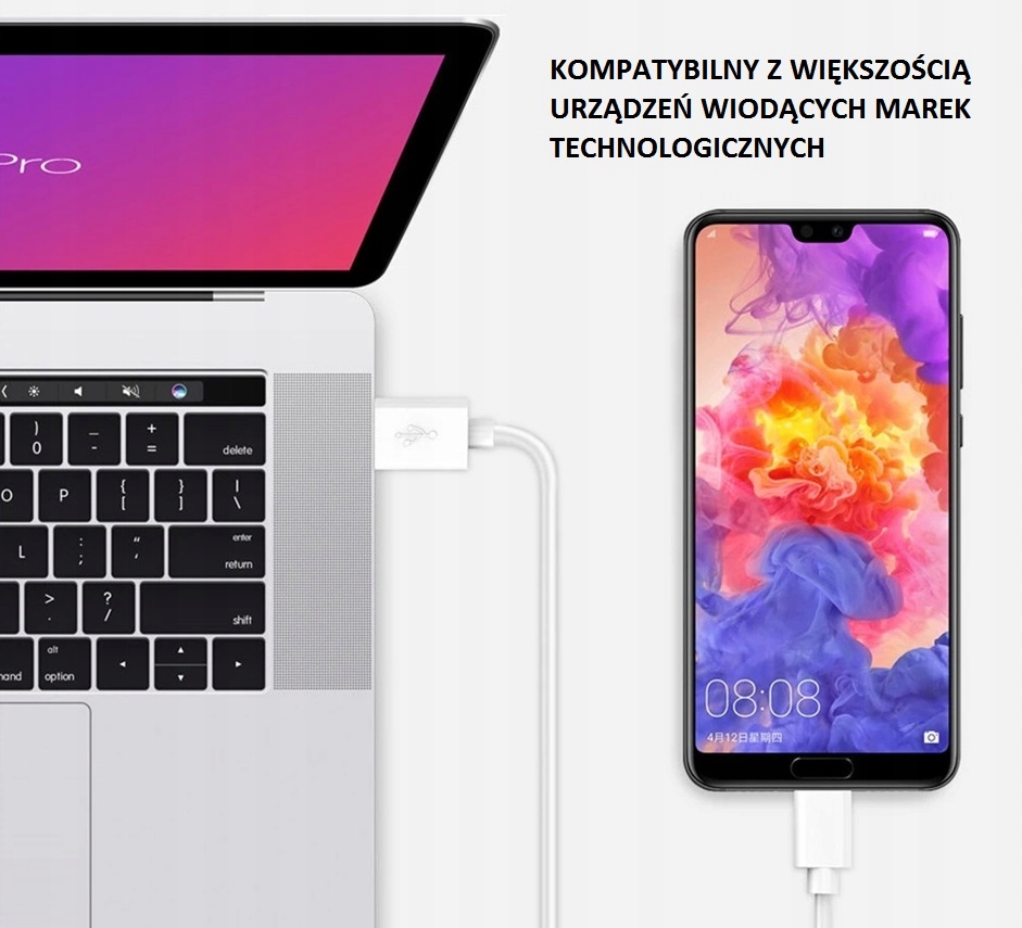 KABEL USB DO USB-C BIAŁY 5A SZYBKIE ŁADOWANIE 1M Zgodność ze standardem Quick Charge 4.0