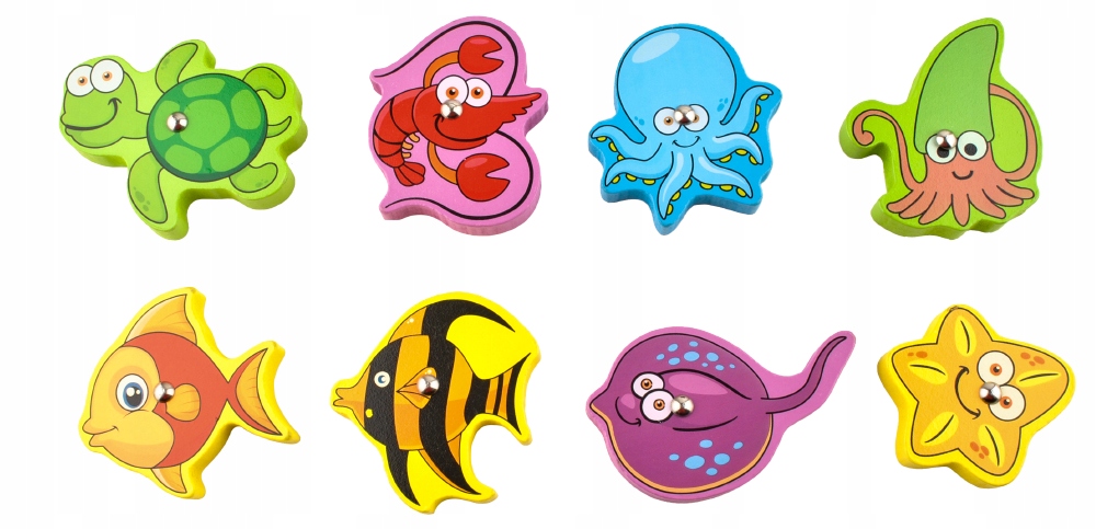 Sorter Układanka Drewniana Gra Magnetyczna Łowienie Ryb Ryby na Prezent Materiał drewno inny