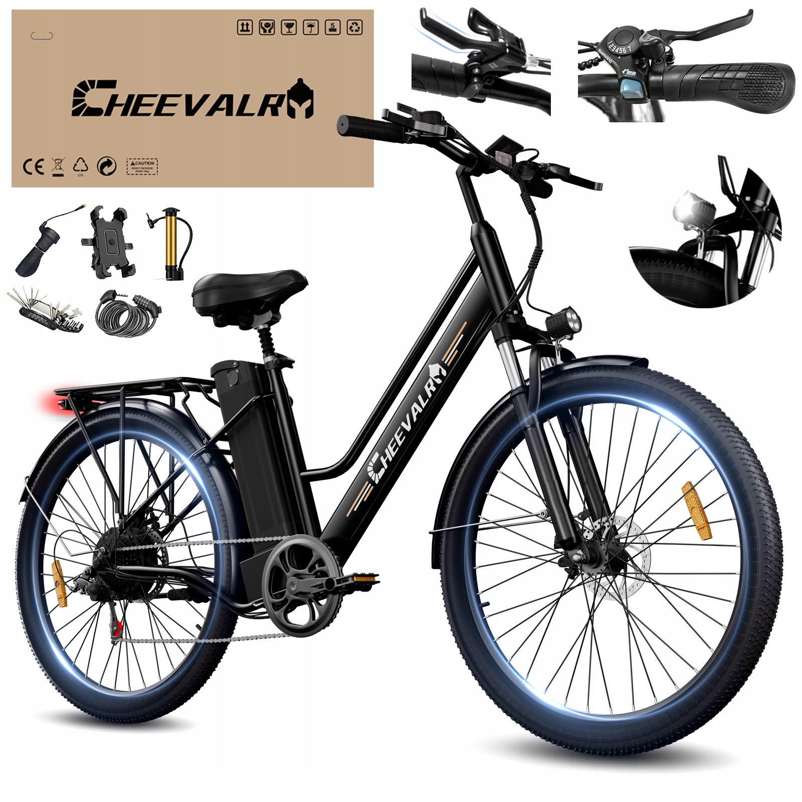 Elektrokolo Pánské/Dámské Cheevalry 250W 20AH 120KM 26" E-bike 25km/h