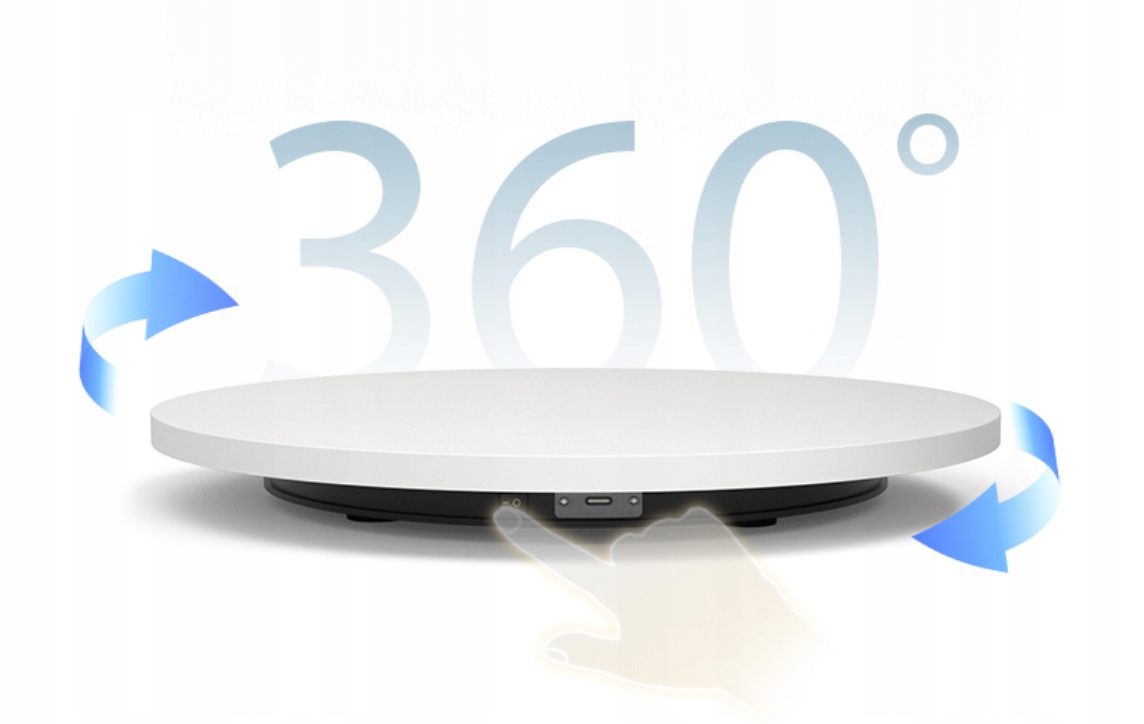 Elektrický Fotografický Stůl Otočný 60 cm Usb-c Bílý 360° otáčení 120 sekund