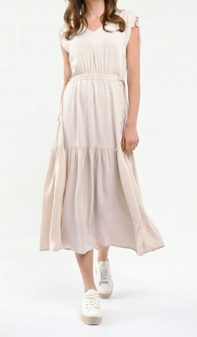 Šaty Maxi Dlouhé, Hladké, Krémové Volcano G-vera S