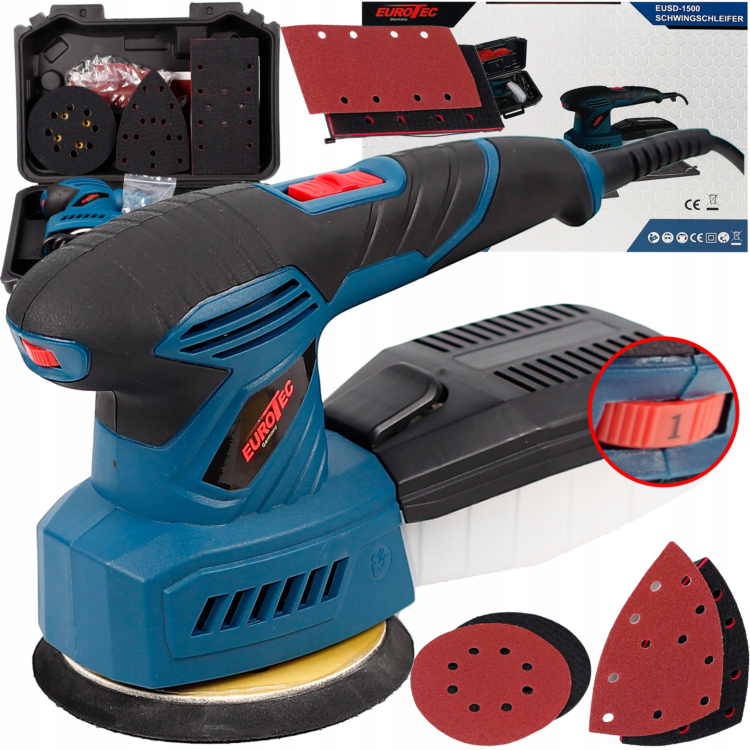 Szlifierka Oscylacyjna Mimośrodowa Do Drewna Pojemnik Plastikowy Zestaw