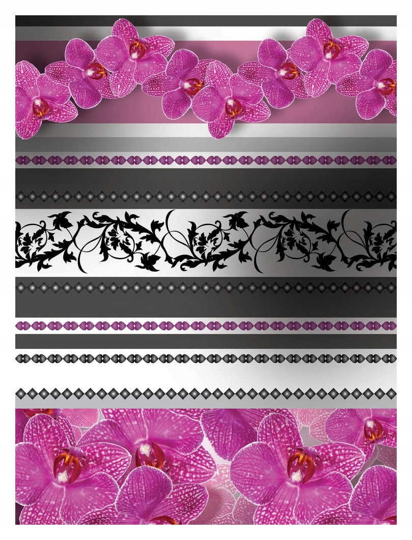 Tapeta Orchideje s pruhy růžovo-šedá Moderní rostlinný design 206x275+lepidlo