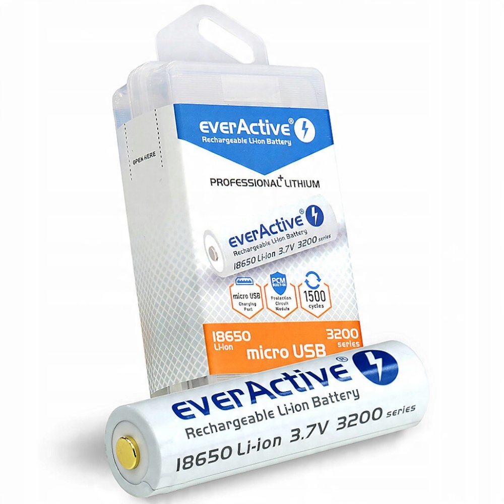 

Akumulator everActive 18650 3200mAh z micro Usb