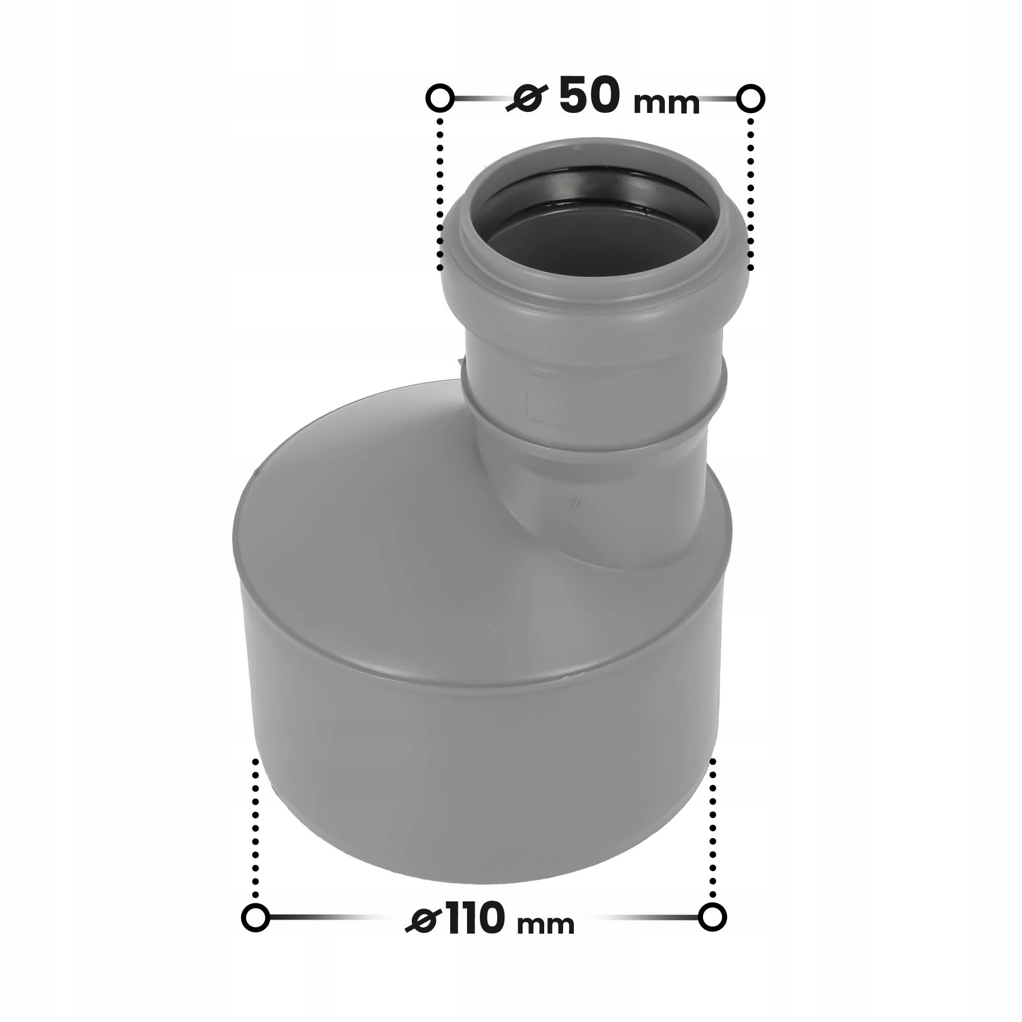 Redukcja KANALIZACYJNA 110x50 mm Rury PCV Złączka Łącznik DŁUGA Przejście Zastosowanie kanalizacyjne wewnętrzne