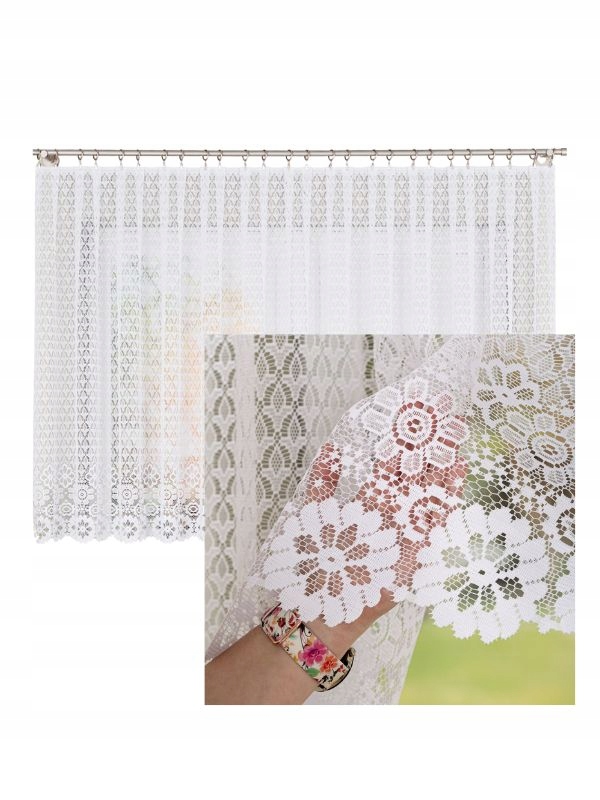 Záclona Krátká Žakárová Hustá Ozdobná Bílá s páskou Na žabky 340x110