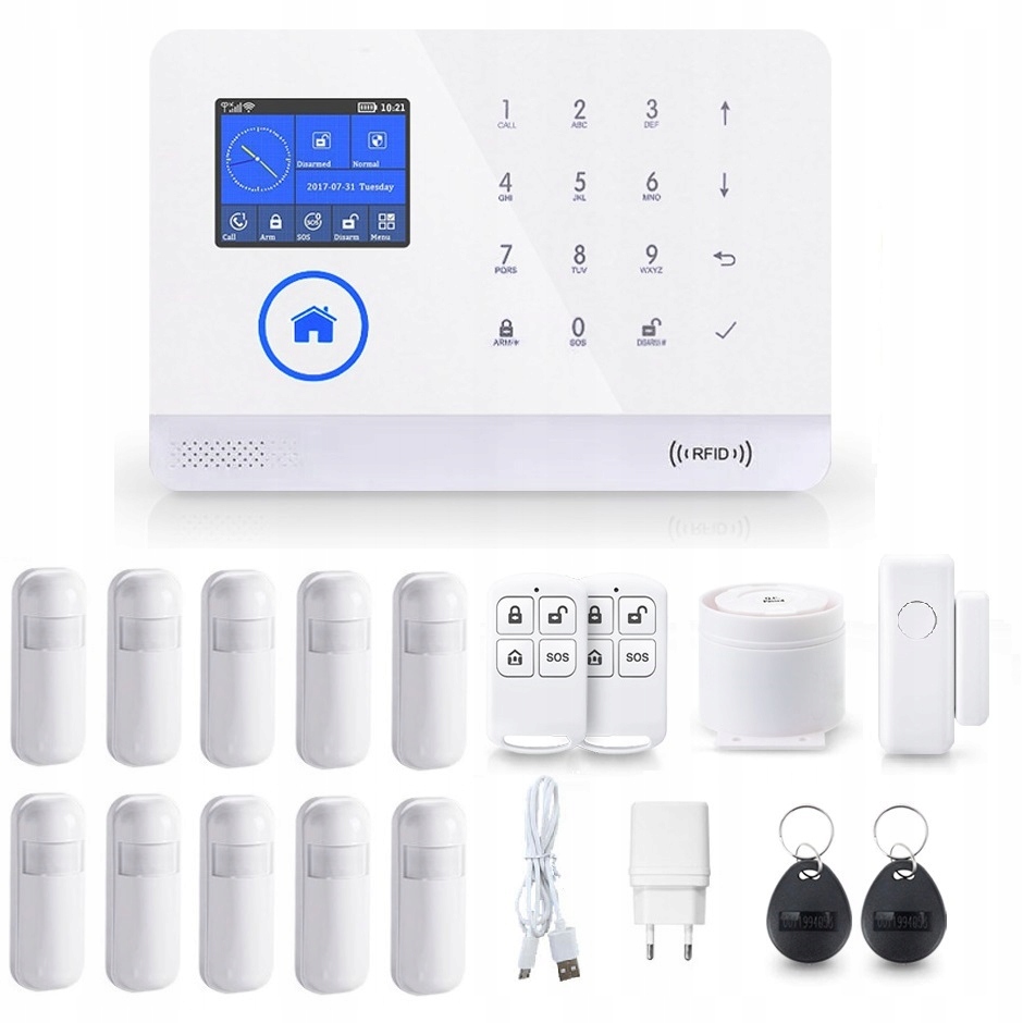 LCD Alarmový Systém 2.4" Gsm WiFi Tuya Smart Pl 10xPIR