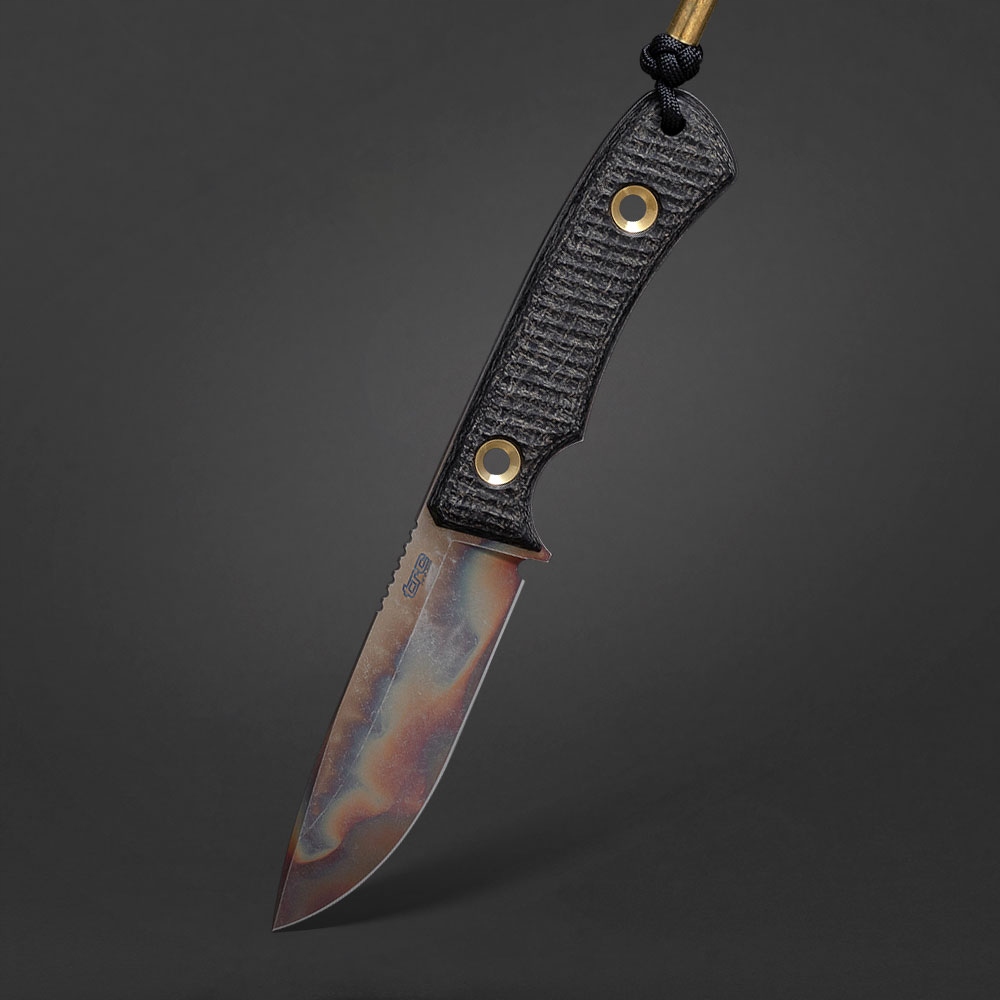 Nůž Trc Knives Polheim Post Apocalyptic MagnaCut Black Burlap Micarta Kydex