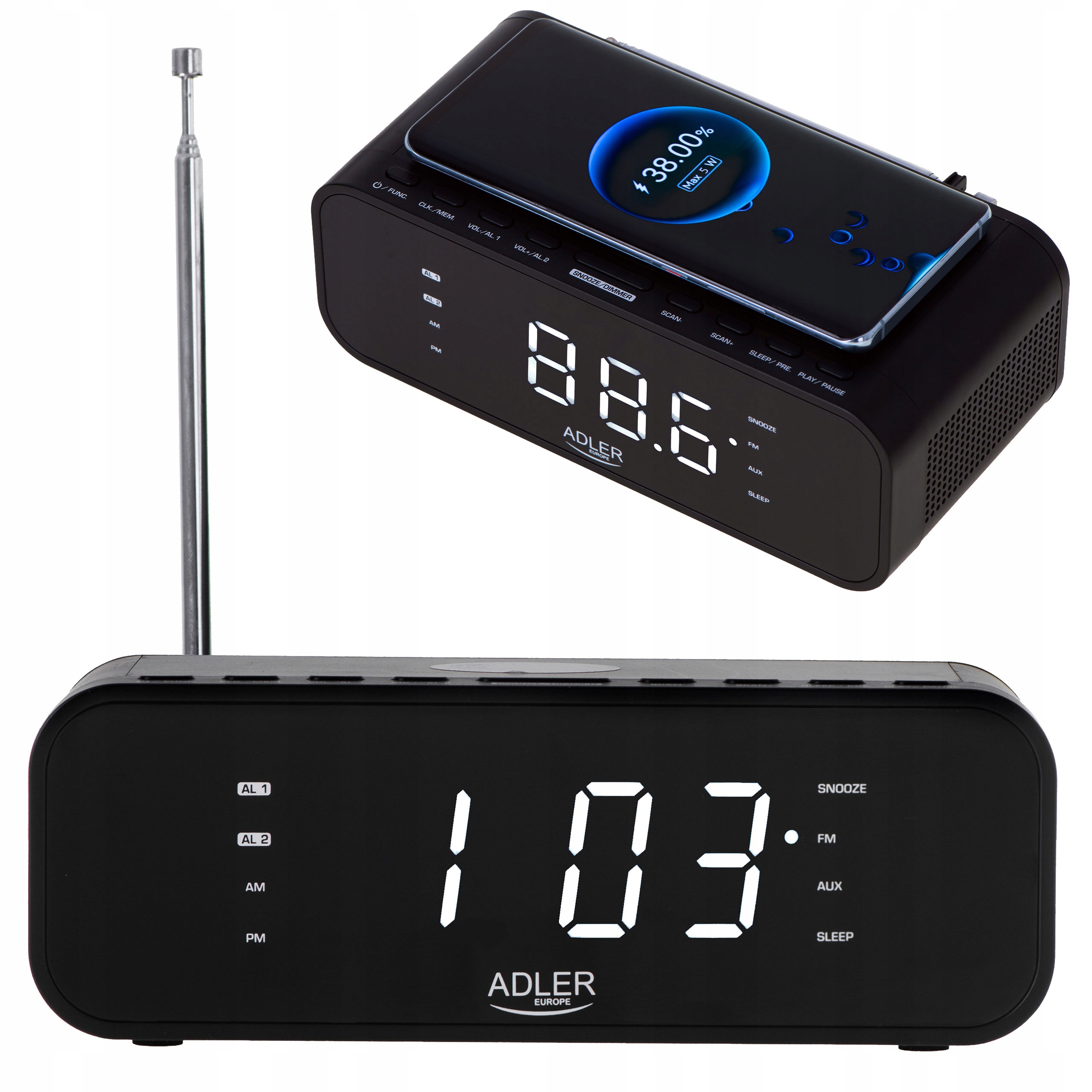 RADIOBUDZIK z ŁADOWARKĄ INDUKCYJNĄ DO SMARTFONA