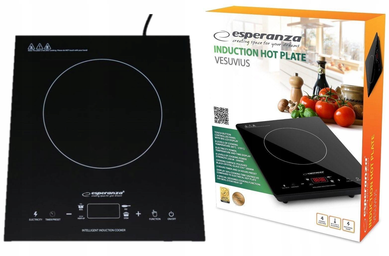 Kuchenka Płyta Indukcyjna Elektryczna Przenośna Indukcja Na Prąd 2000W