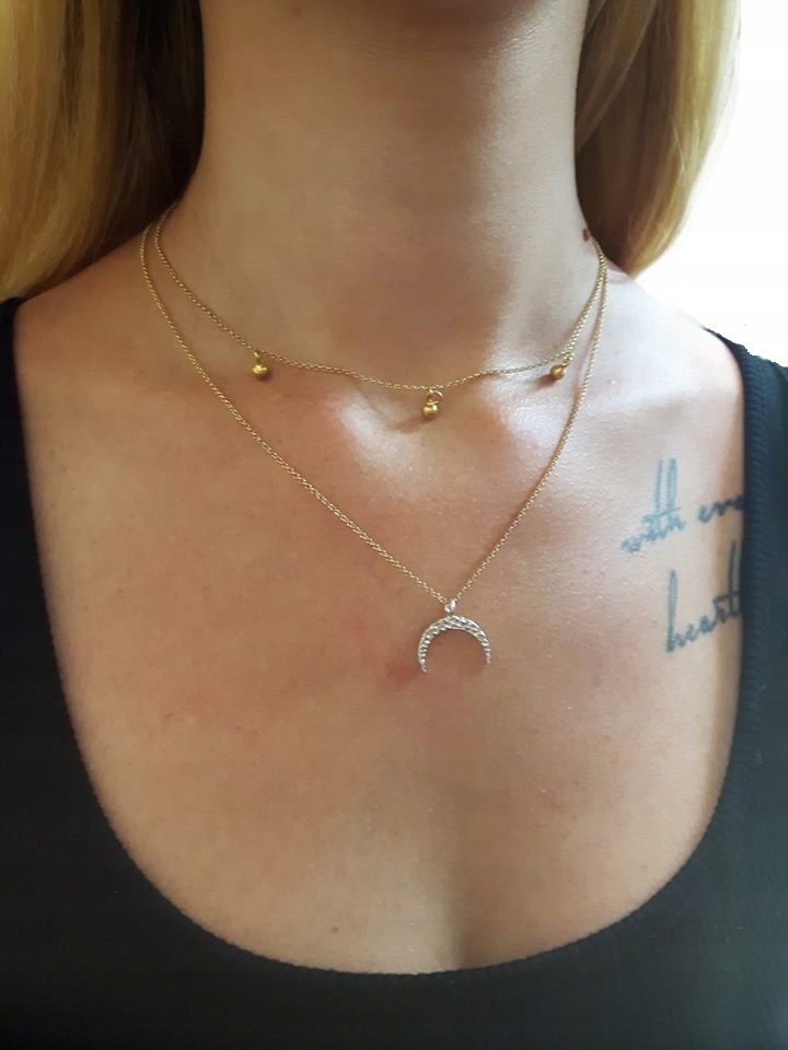 

Srebrny Naszyjnik Choker Wrap księżyc skóra 925