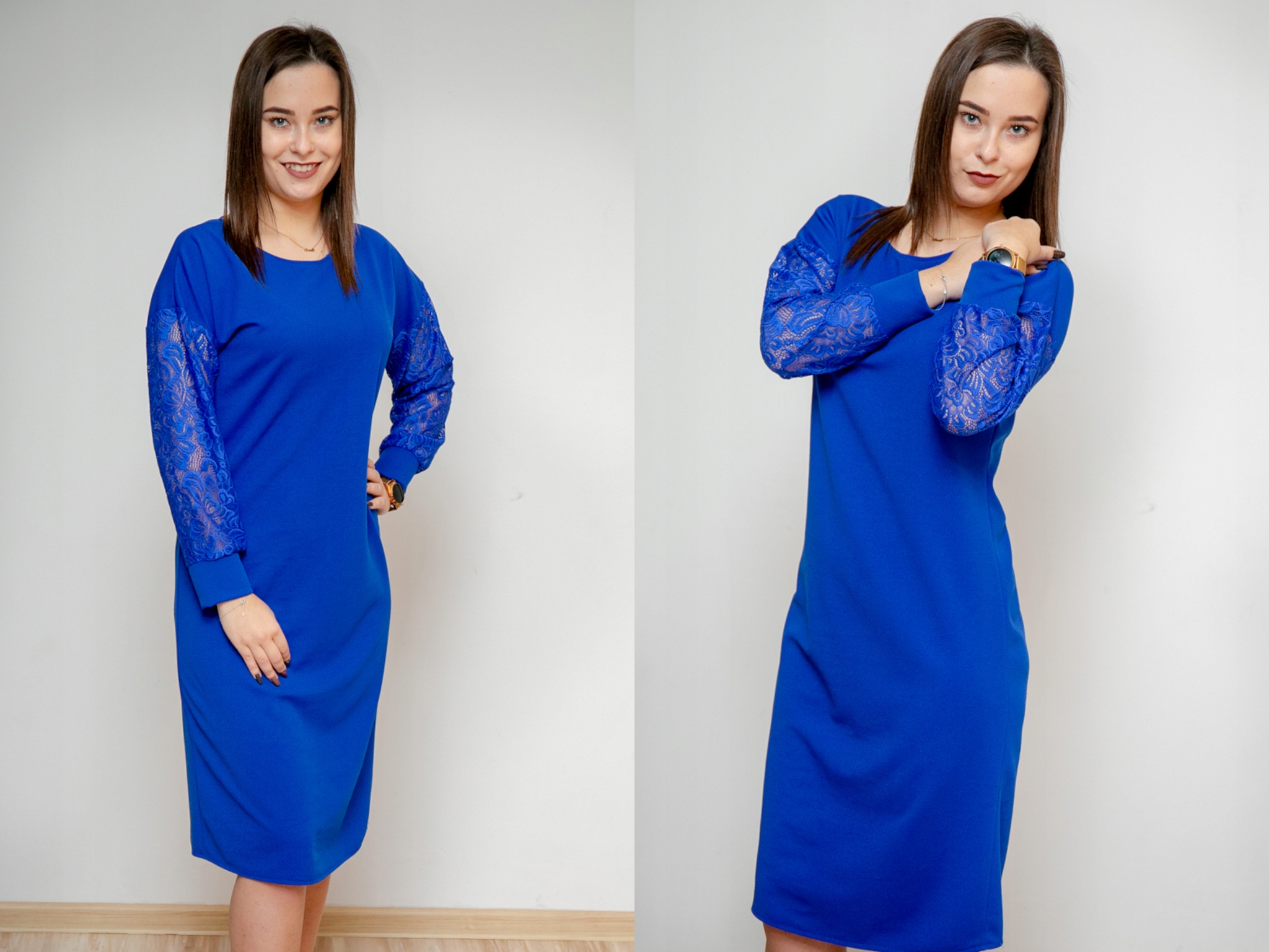 EFEKTOWNA GUSTOWNA SUKIENKA DAMSKA KORONKA 46 Wzór dominujący bez wzoru