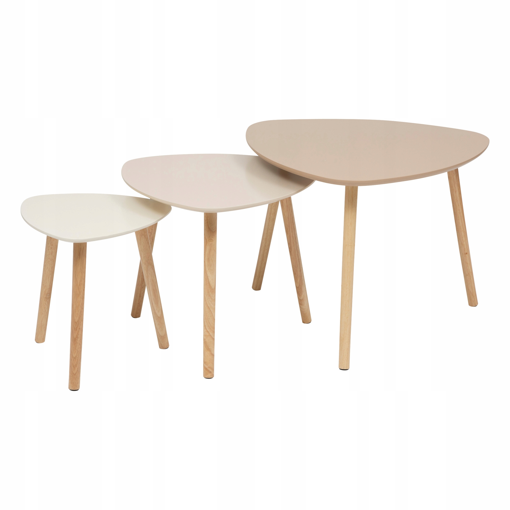 Sada 3 Konferenčných Stolíkov Mdf Béžová, Rozmer 34X34X35 46,5X46,5X40 60X60X45