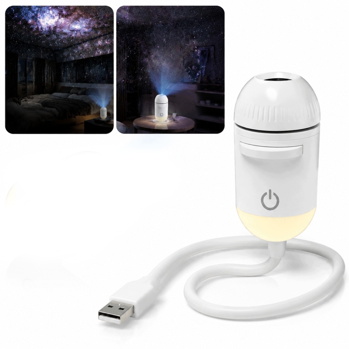 12 wzorów Mini projektor gwiazd Usb, lampka nocna regulowany kąt projekcji