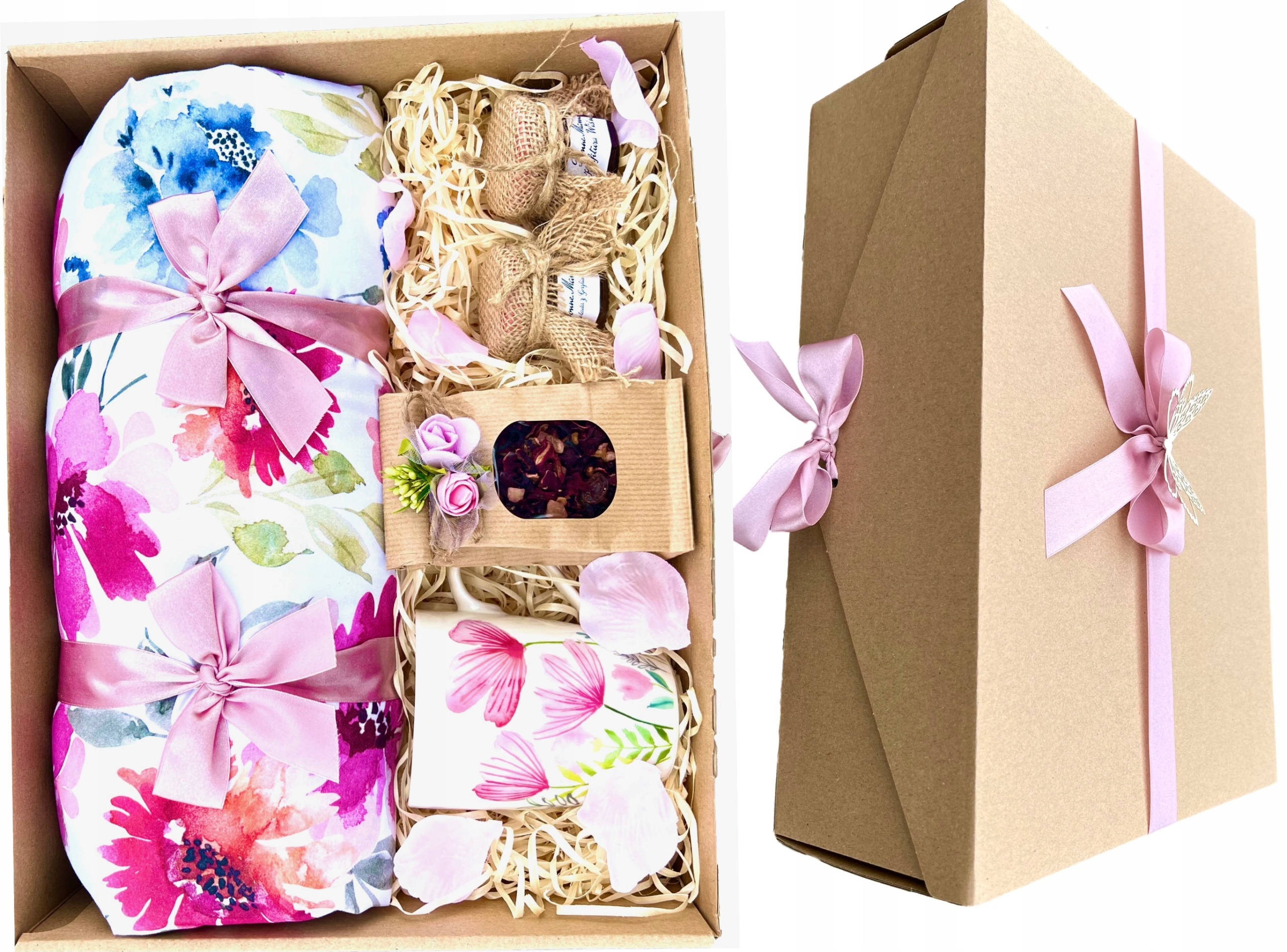 Zestaw Kosz na Wielkanoc Poduszka Kubek wielkanocny zestaw miód