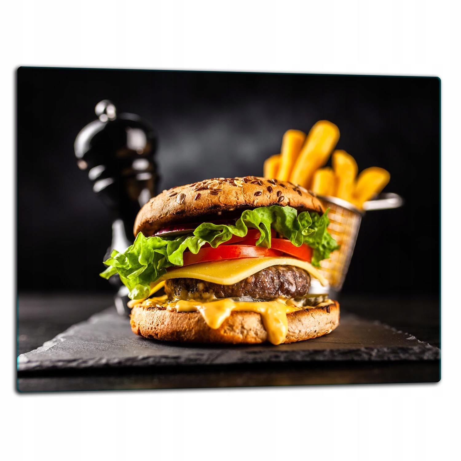 Skleněná Deska Na Krájení 52x40 Burger Tvrzené Sklo 7v1