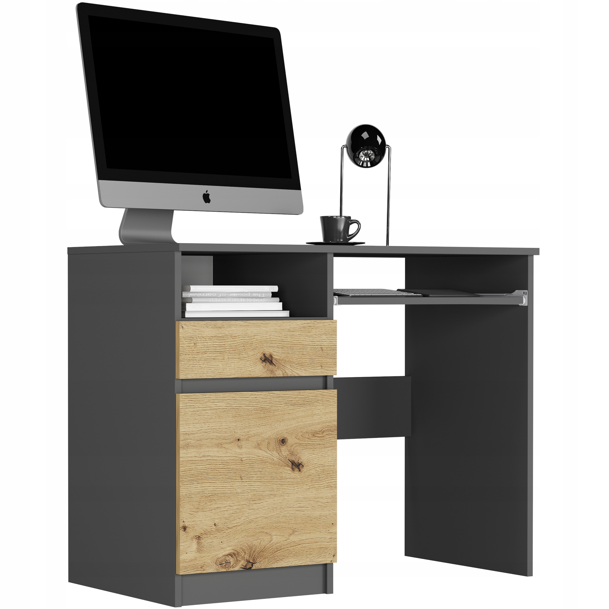 Meble biurko komputerowe stolik 96cm lewe N-35L ANTRACYT MIX ARTISAN