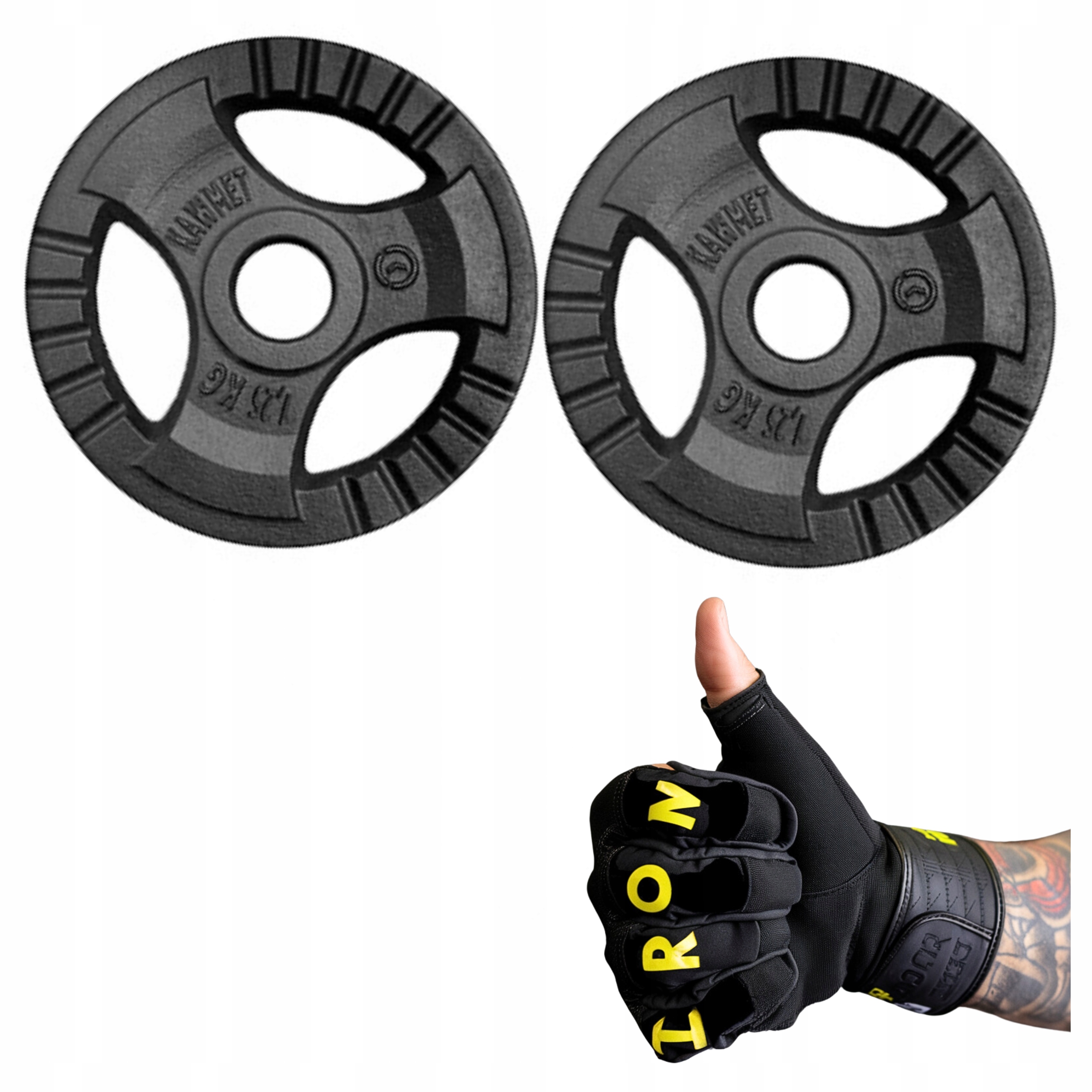 Komplet Obciążeń Kierownica Talerze siłownia domowa Kawmet 2x5kg 28,5mm