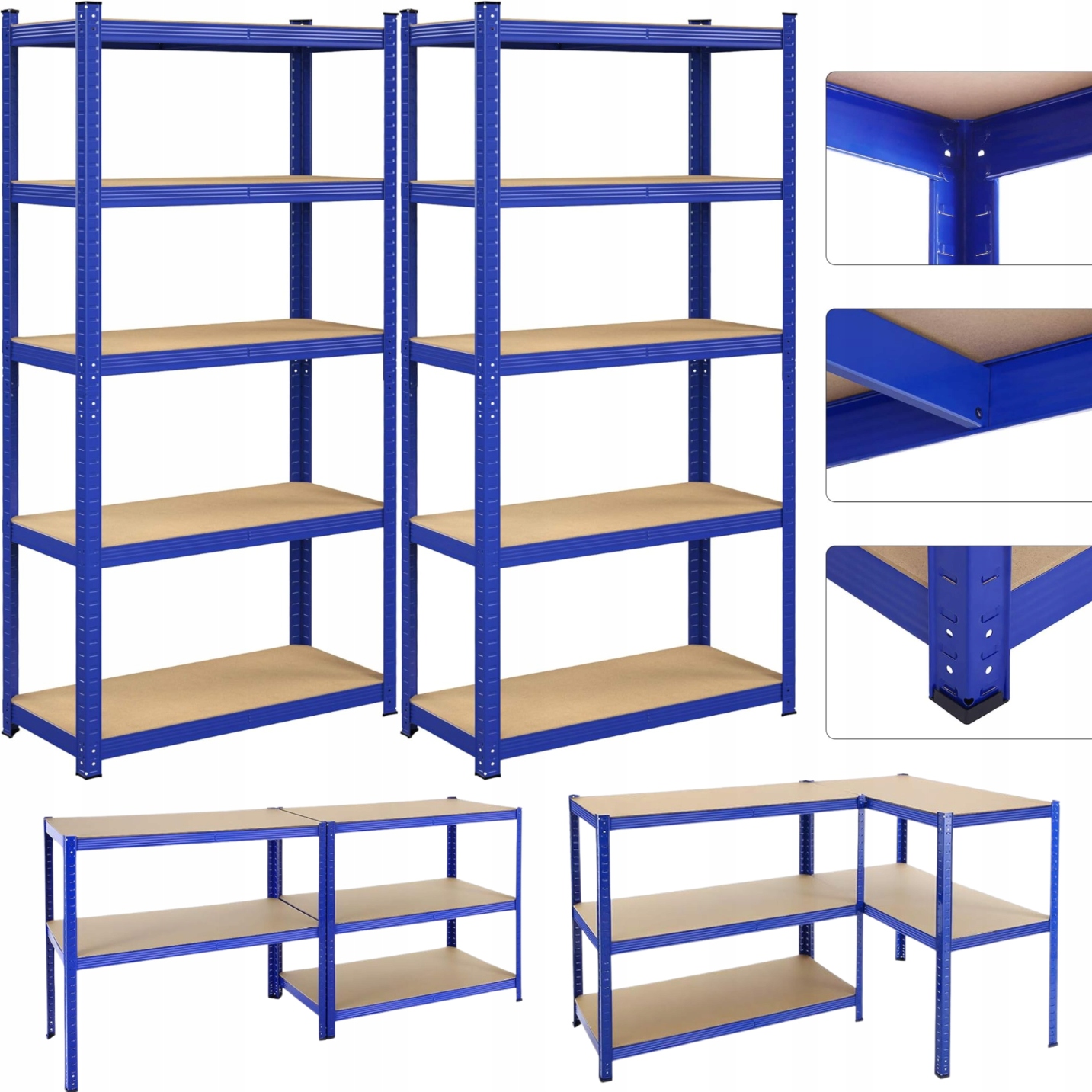 Otevřený horizontální regál Set 2ks Skladový kovový pro garážovou spíž