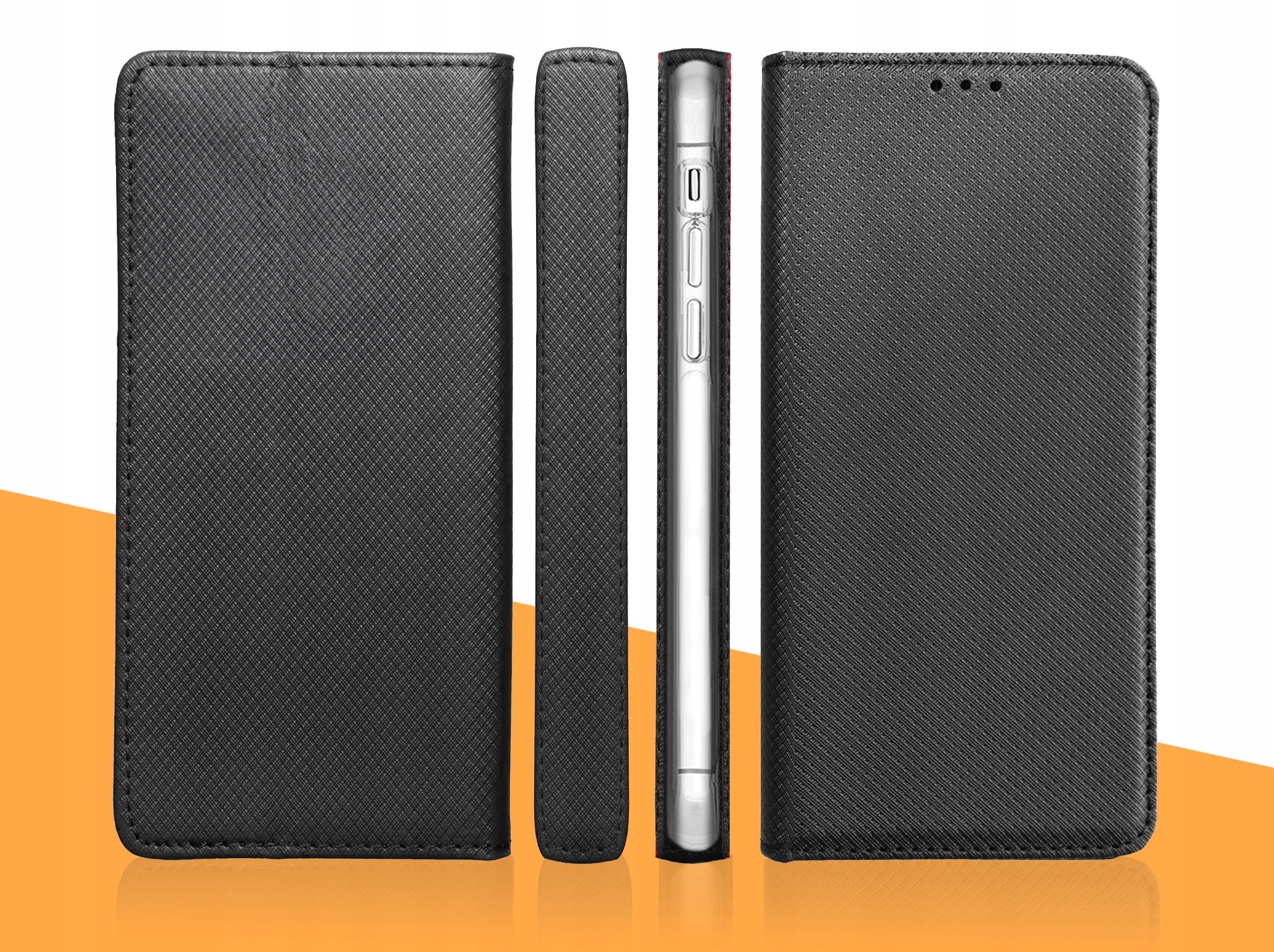 ETUI Z KLAPKĄ DO XIAOMI REDMI NOTE 12 4G CZARNE ZAMYKANE MAGNETYCZNE +SZKŁO Rozszerzenie podstawka