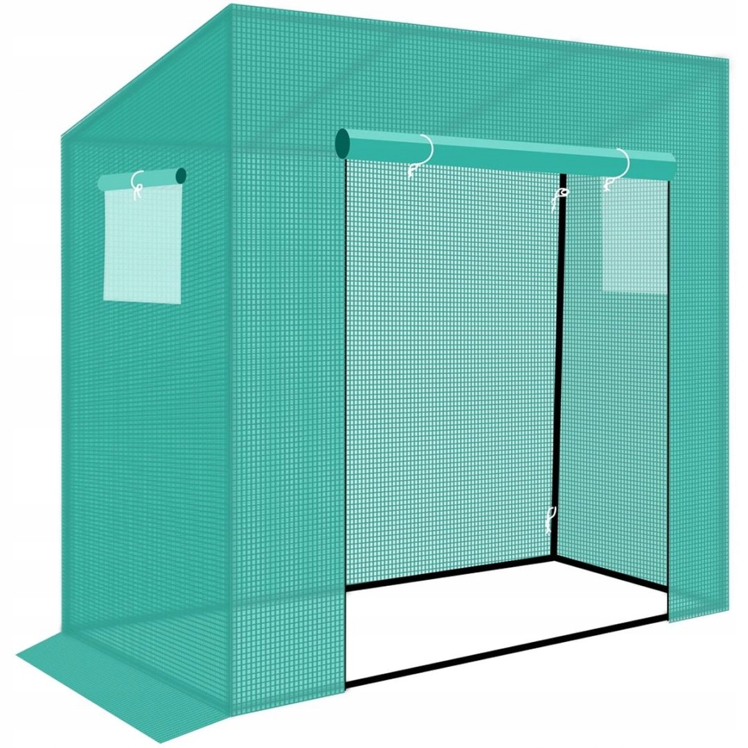 SZKLARNIA DO POMIDORÓW OGÓRKÓW 200x77x168-150CM PE ZIELONA Wysokość produktu 200 cm