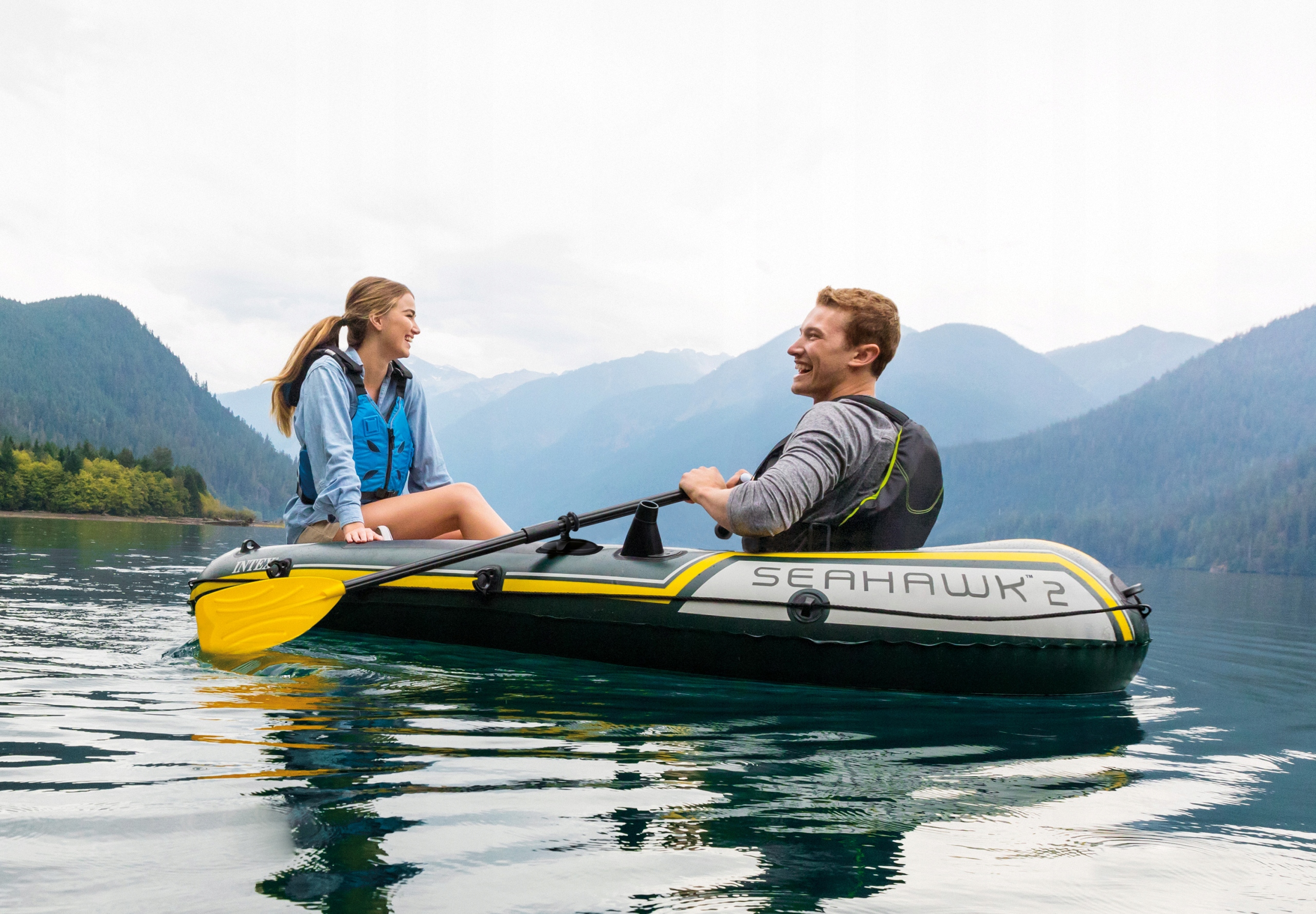 PONTON SEAHAWK 2 +WIOSŁA +POMPKA 236cm INTEX 68347 Uchwyty na wiosła 2