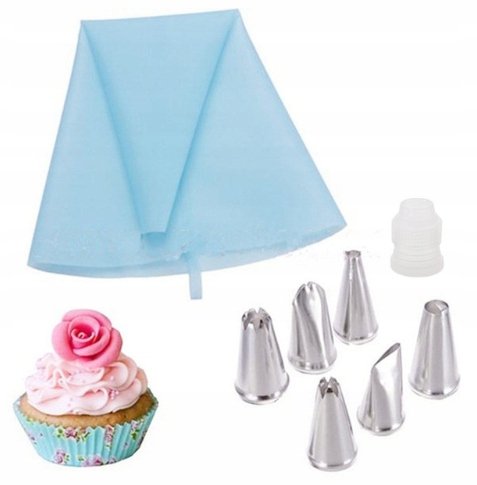 Silikonowy rękaw cukierniczy z końcówkami do bezy