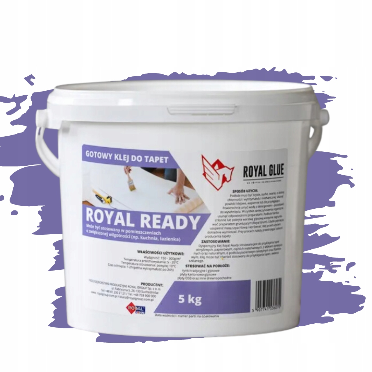 Gotowy KLEJ DO TAPET ROYAL READY 5kg klej do tapet z włókna szklanego Typ klej do tapet