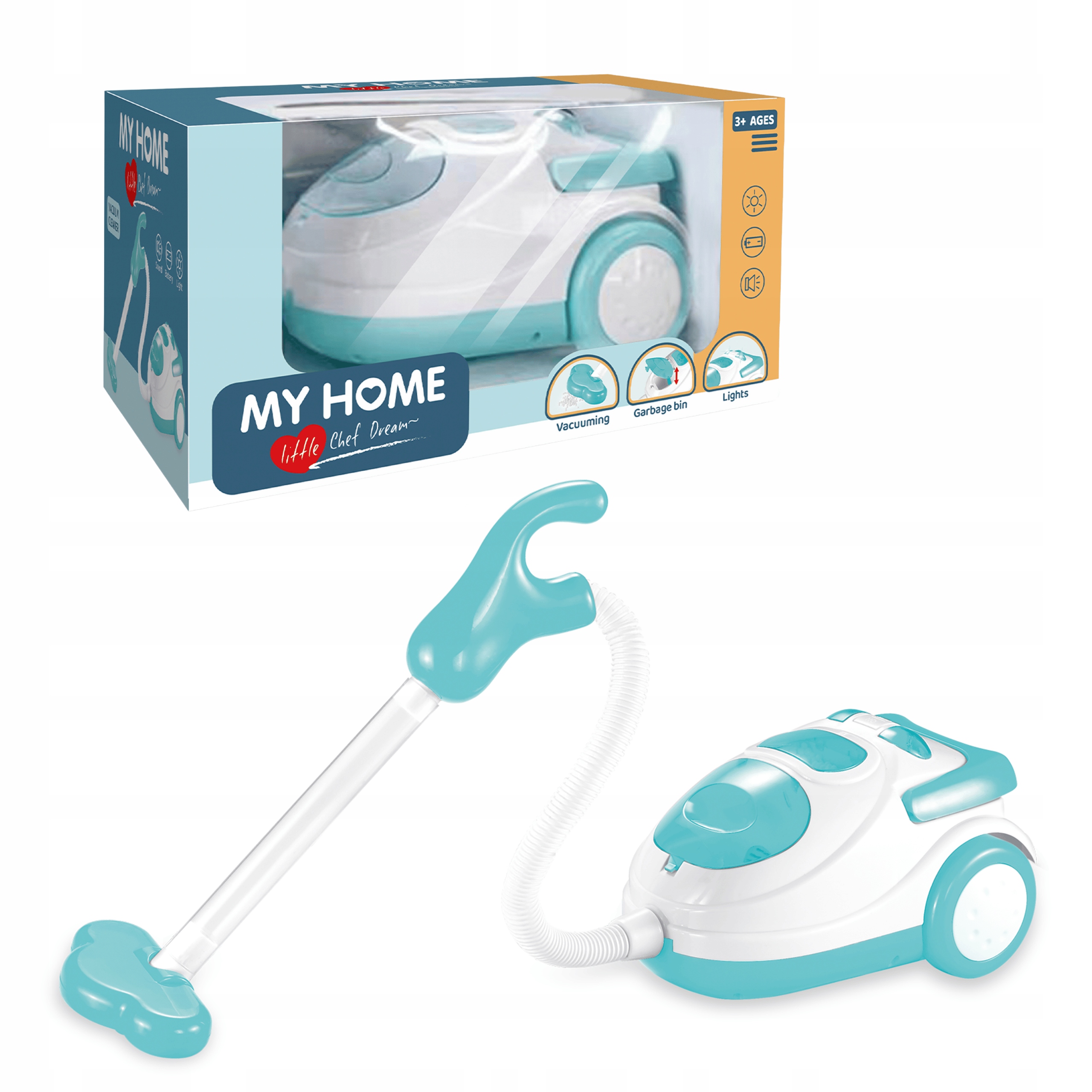 ODKURZACZ ZABAWKA DLA DZIECI AGD DZIAŁA JAK PRAWDZIWY LED DŹWIĘK + BATERIE Seria Małe AGD