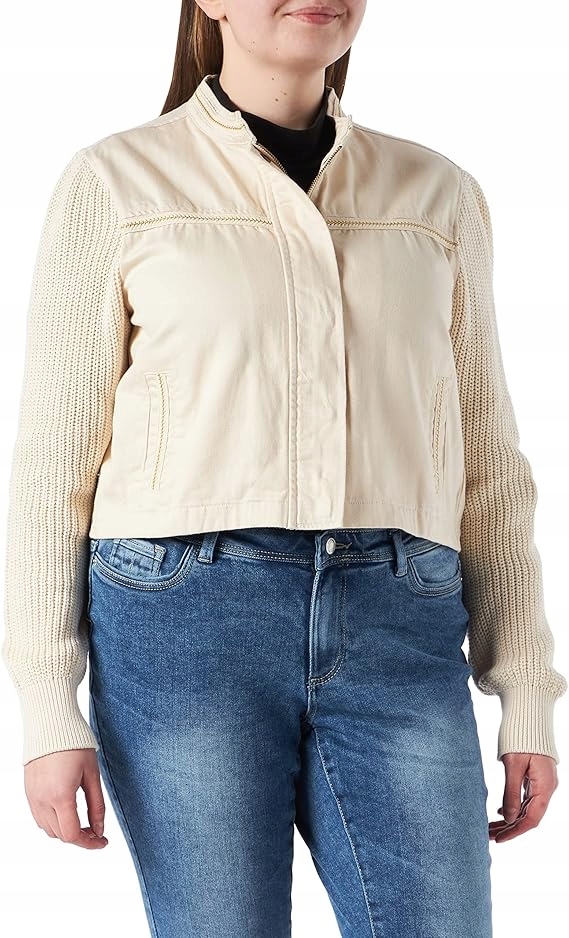 Desigual Krémová Krátká Bunda S Rukávy Ze Svetru, Velikost 6F