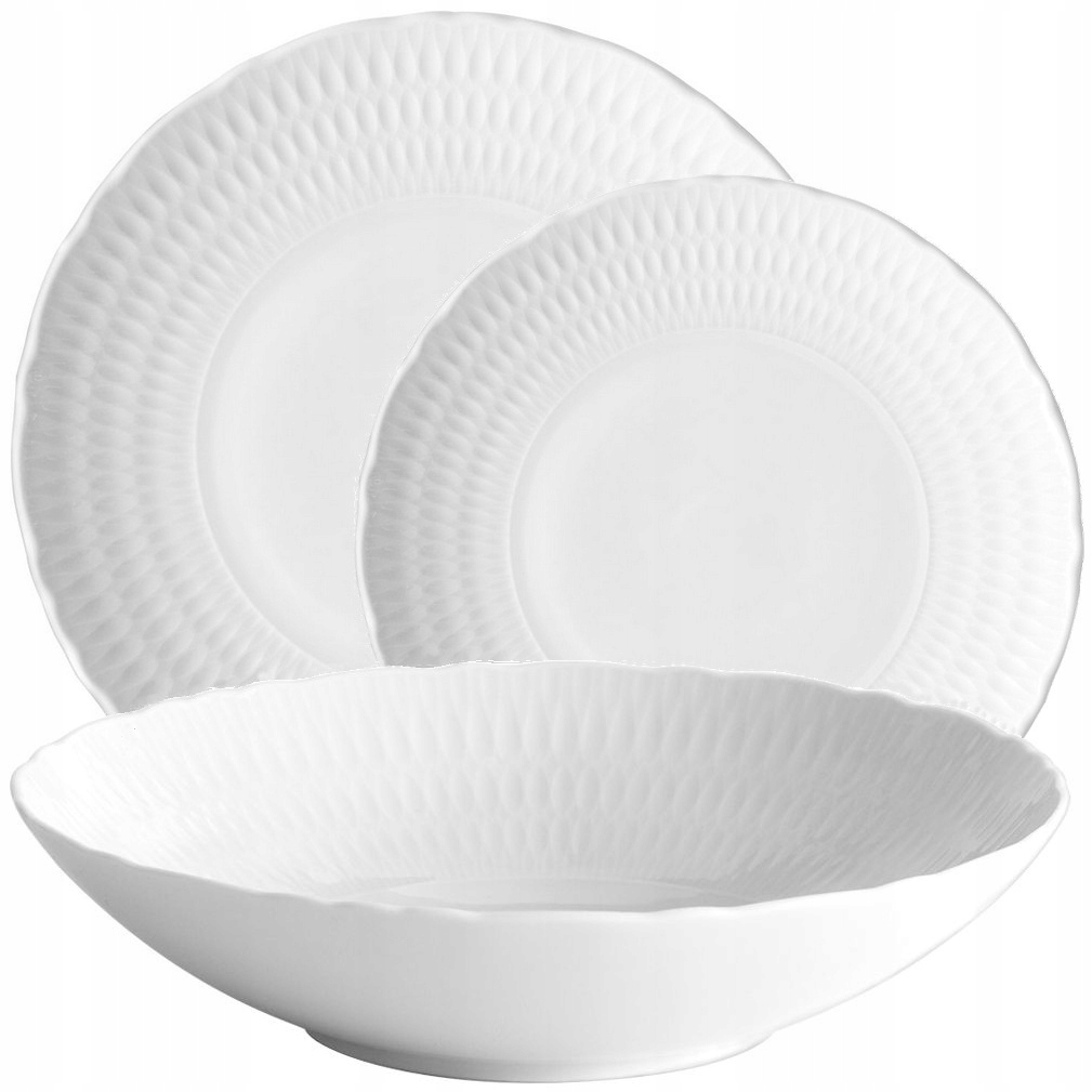 0001 Serwis Obiadowy 6/18 Biała Sofia Porcelana Ćmielów Komplet Talerzy