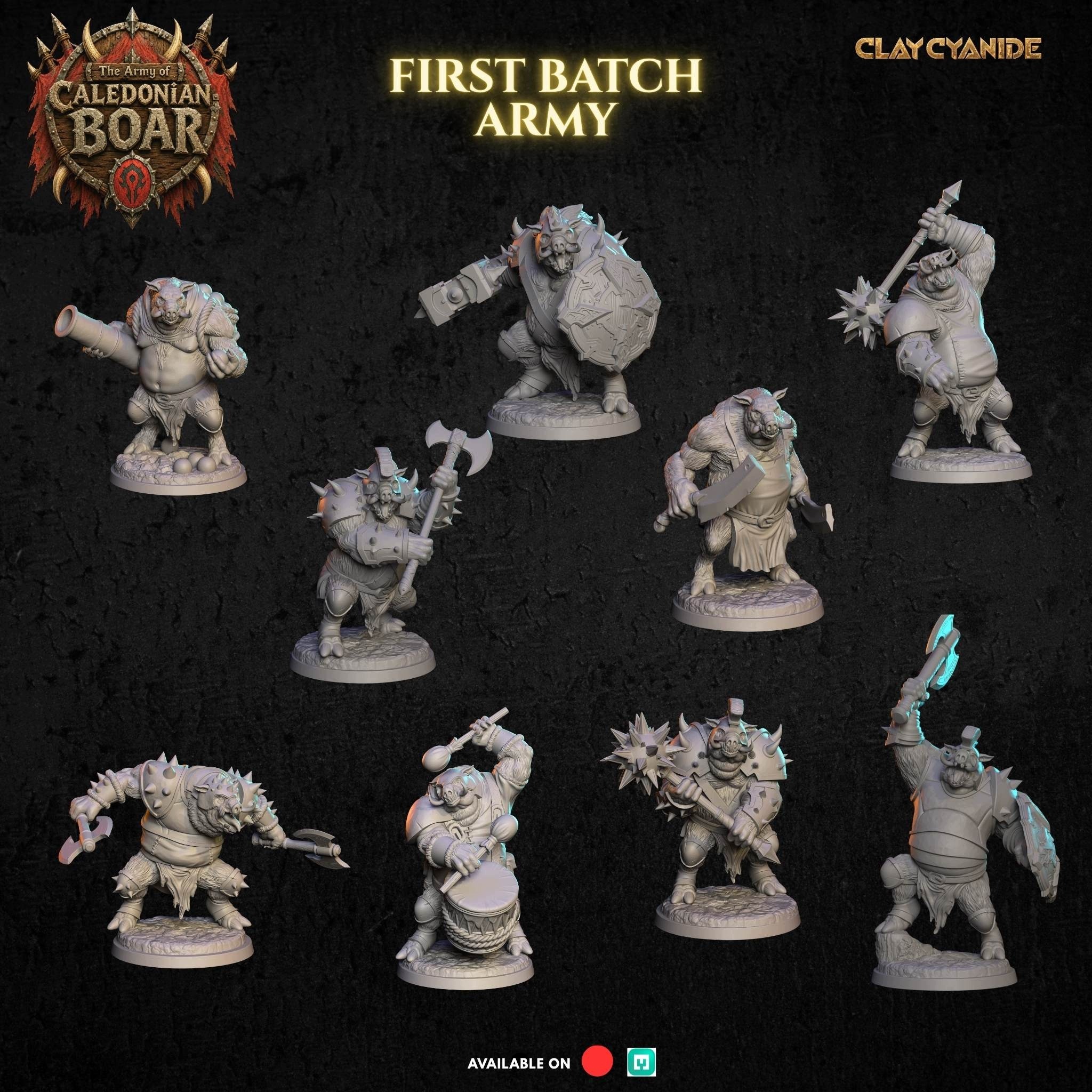 Figurky Rpg Army of Caledonian Boar, sada 11 figurek