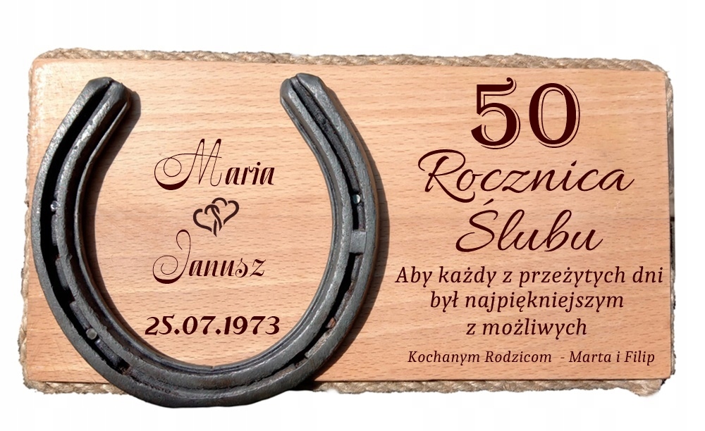 

Podkowa na szczęście Rocznica Ślubu grawer