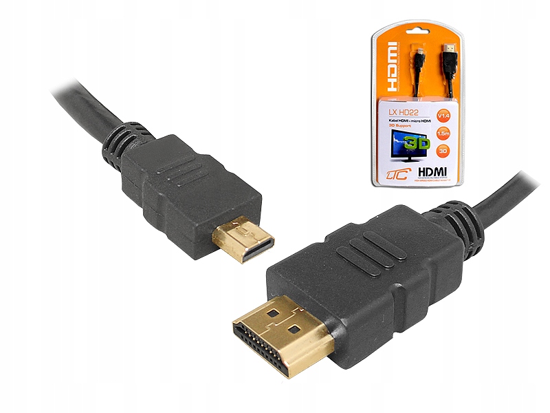 1 szt. PS Kabel HDMI-MicroHDMI v1.4 1.5m Cu HQ. Marka LTC