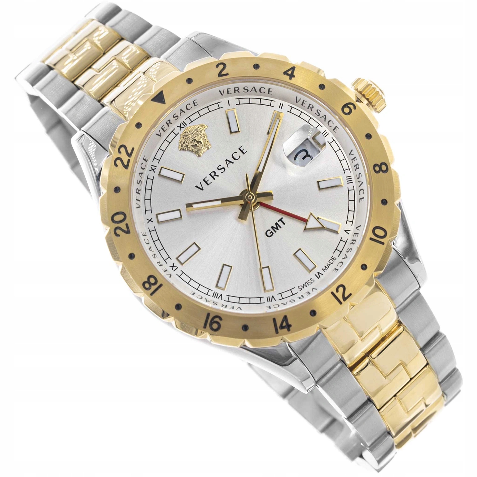 Pánské Hodinky Versace Hellenyium Gmt V11050015 Na Náramku Datumovka