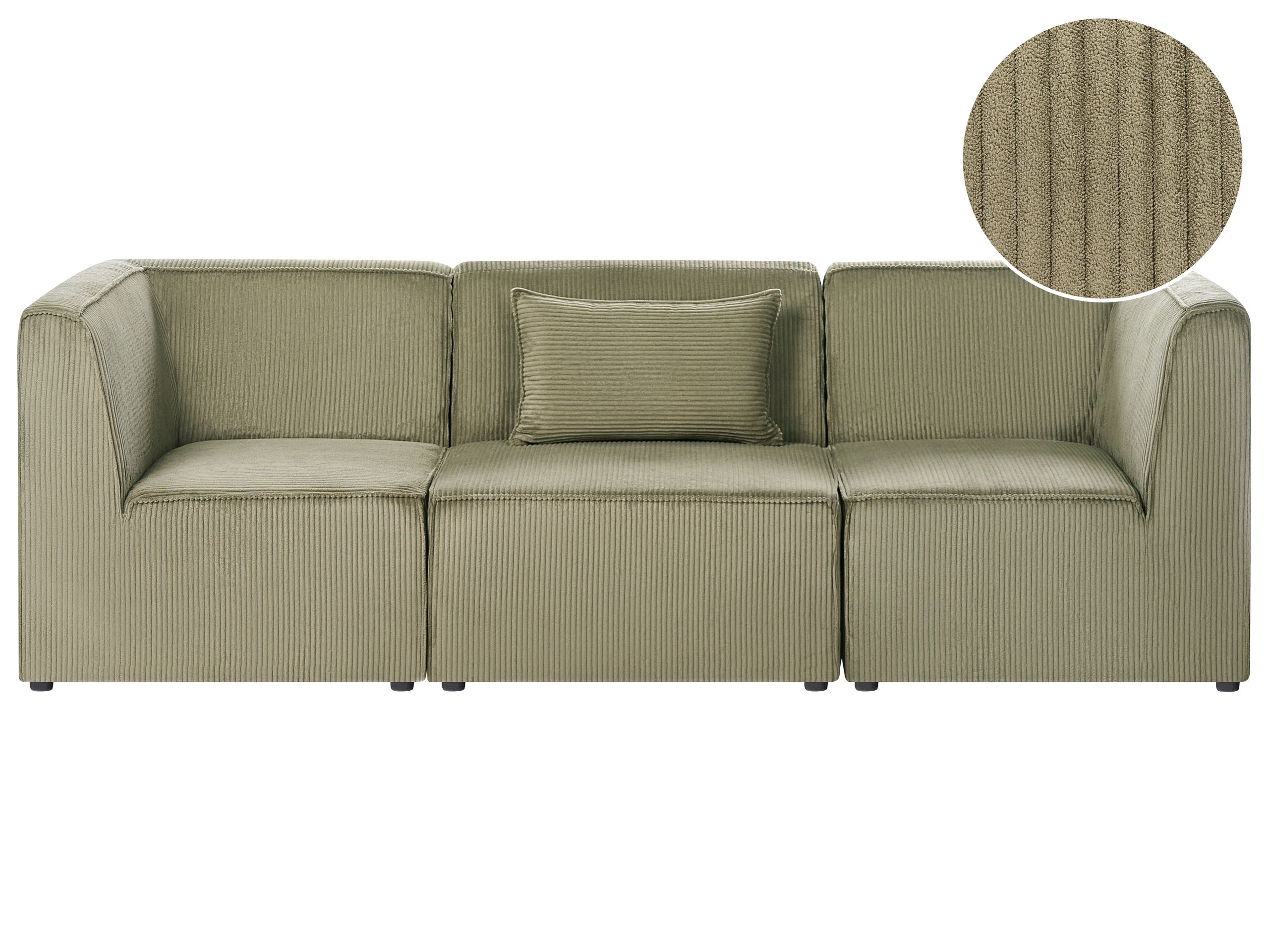 Sofa modułowa 3-osobowa sztruks zielona