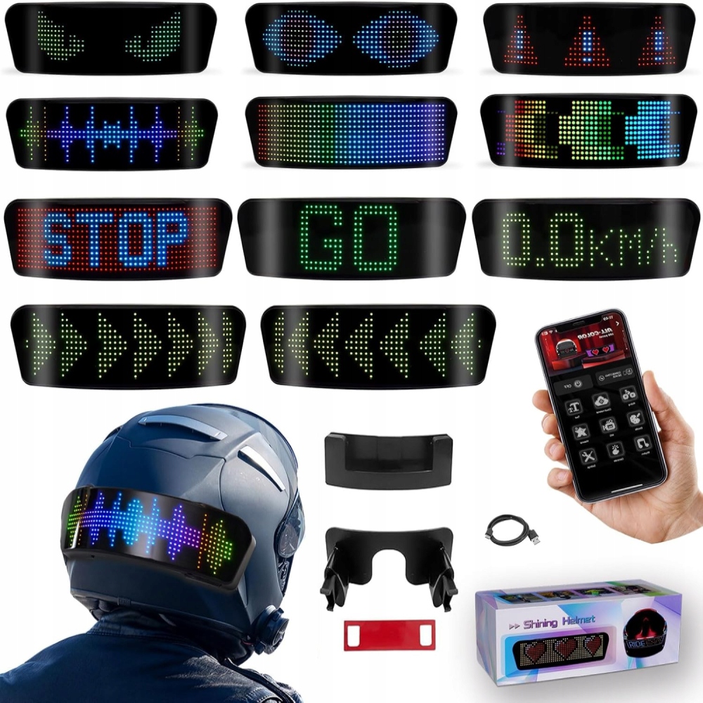 Chytré Led světlo na helmu 4v1 s Bluetooth Rgb – pro lyžařské/motocyklové helmy