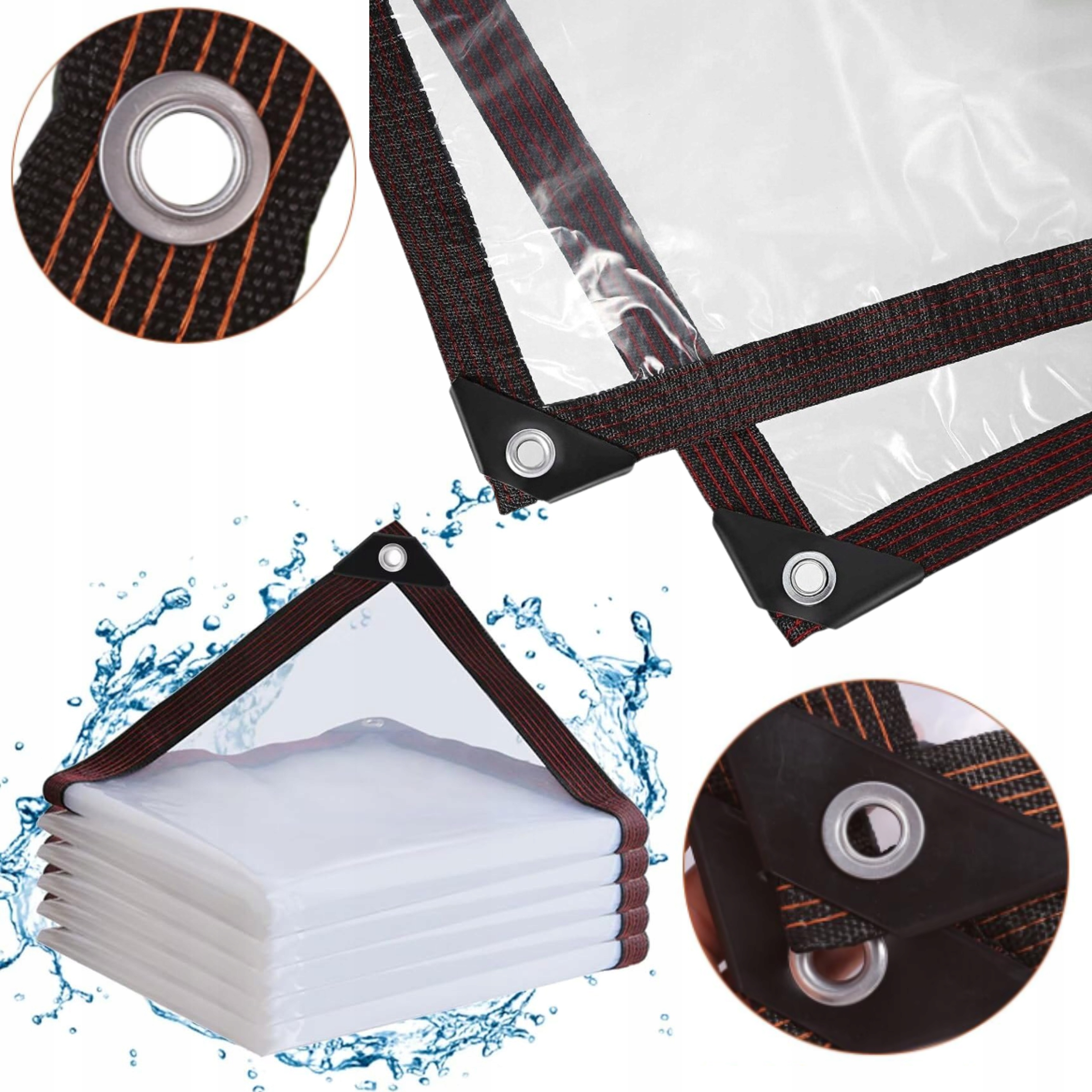 Plandeka Przezroczysta Ogrodowa Tarasowa Wodoodporna Z Oczkami Anty-uv 2X2M