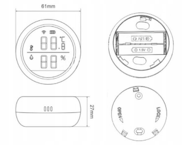 Czujnik Temperatury i Wilgotności ZigBee TUYA LCD Smart Life Dom Higrometr Cechy dodatkowe łączność z bluetooth wyświetlacz