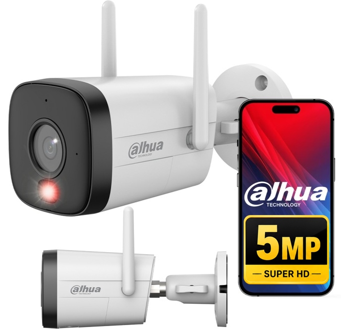 Vonkajšia WiFi kamera 5MPx Dahua IPC-HFW1539DTK1-SAW-IL Detekcia Smart Pss