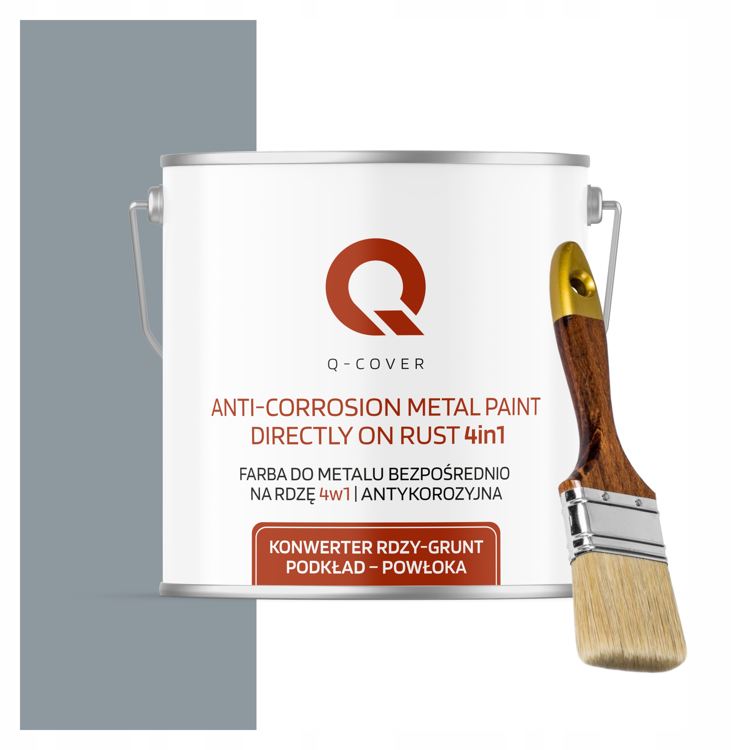 Farba na kov antikorózna 5L polomatná farba šedá-modrá štetec