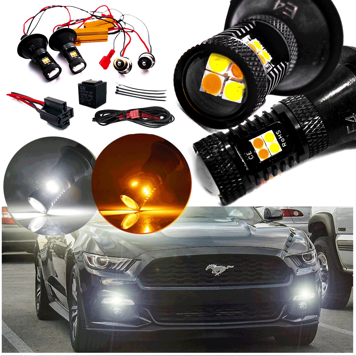 50 2w1 - Индикаторы направления + дневные светодиодные 2in1 DRL BAU15S PY21W