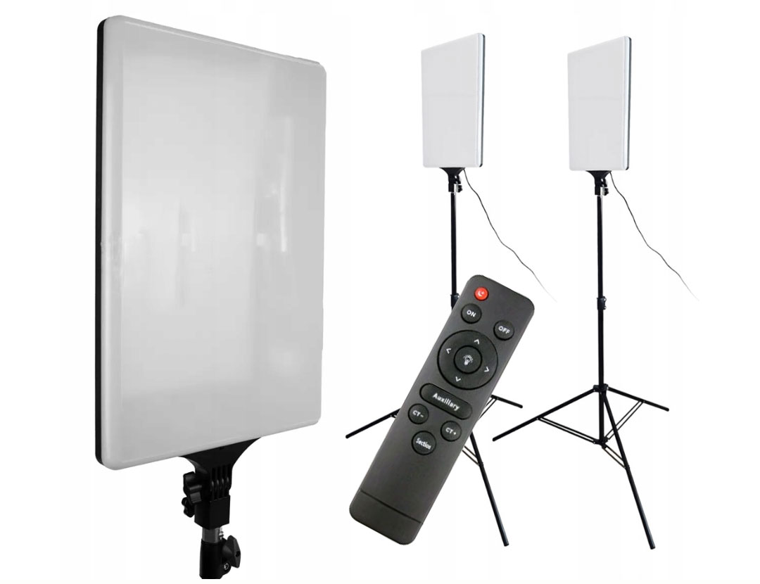 Set 2X Panelová Led Lampa 700W 46X32CM Regulace Barvy Pilot +2x Stativy