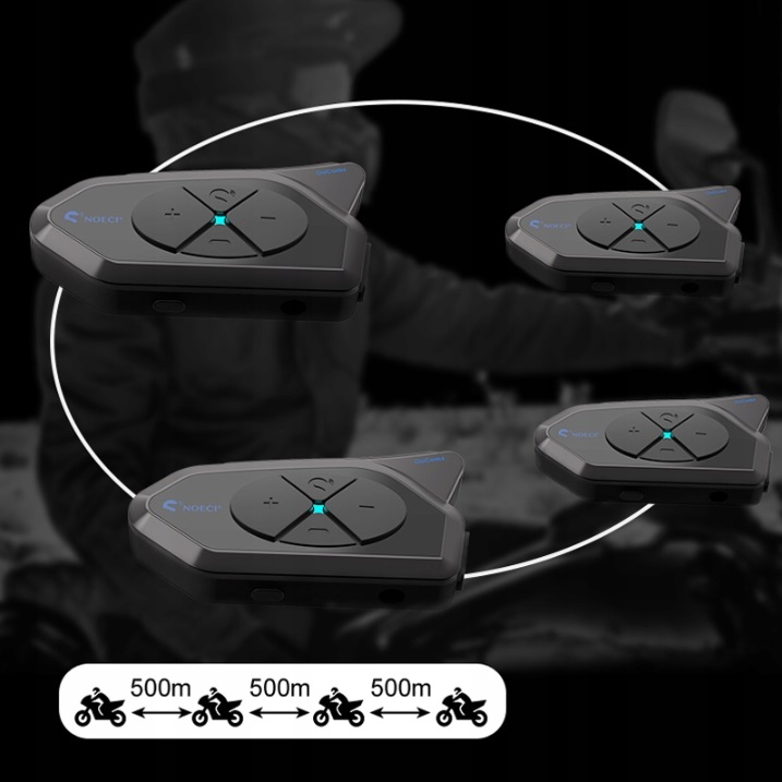 INTERKOM MOTOCYKLOWY 500mAh 1200m POLSKIE KOMUNIKATY Bluetooth 5.1 Radio FM Model GOCOM4
