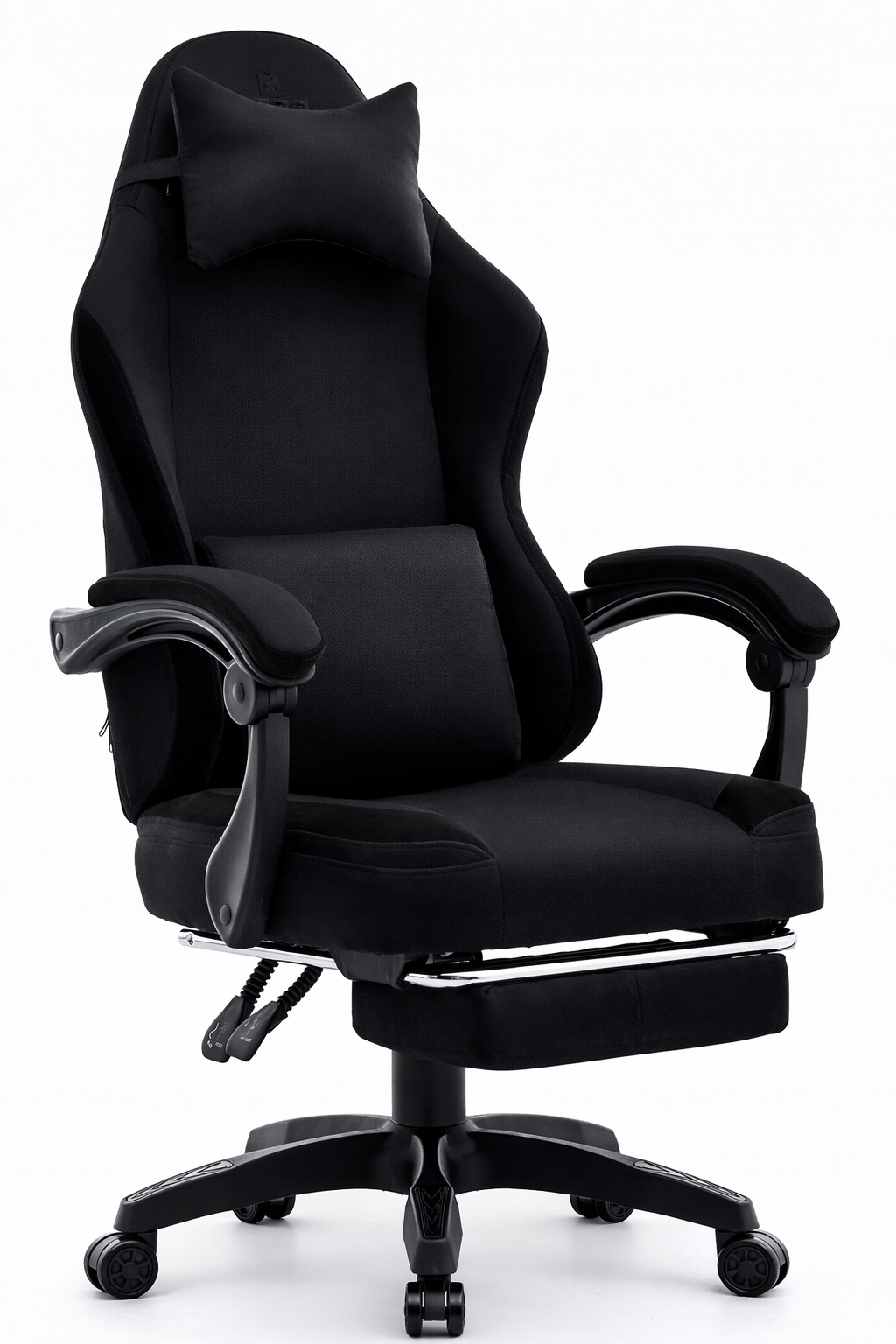 Fotel Gamingowy Ergonomiczny z Poduszkami Regulowany Komfort Czarny