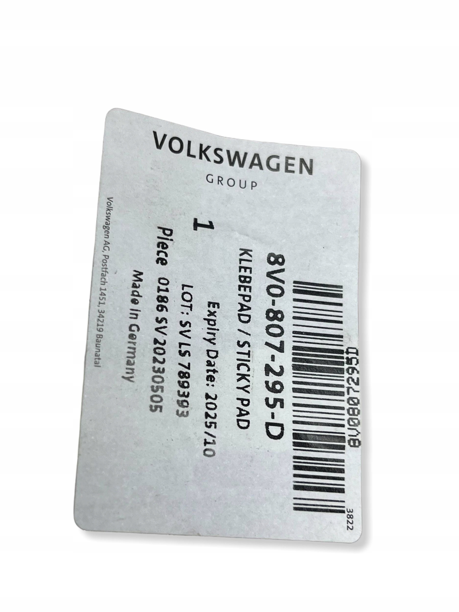 PASEK SAMOPRZYLEPNY Audi VW SKODA 8V0807295D Originale!! !J