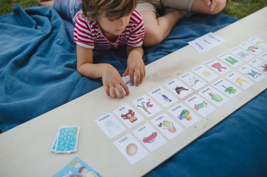 Zabawa w czytanie Pierwsze słowa. Adamigo Materiał karton papier