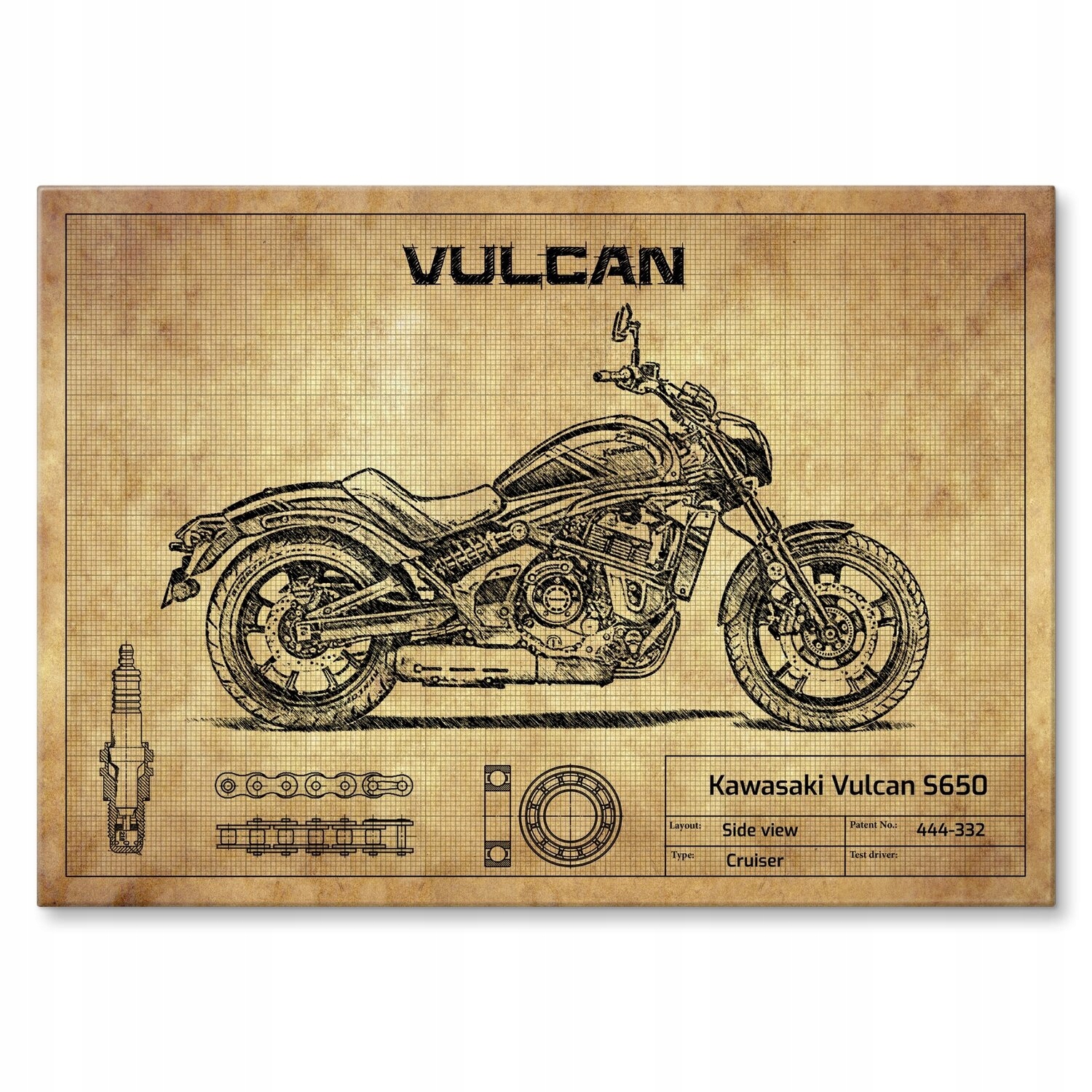Kovový plakát Kawasaki Vulcan S650 Šidítko Plech 42 x 59,4 cm Dárek